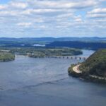 View of river with bridge in background