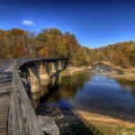 Pedestrian bridge crossing river
