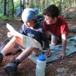Children reading an Appalachian Trail map