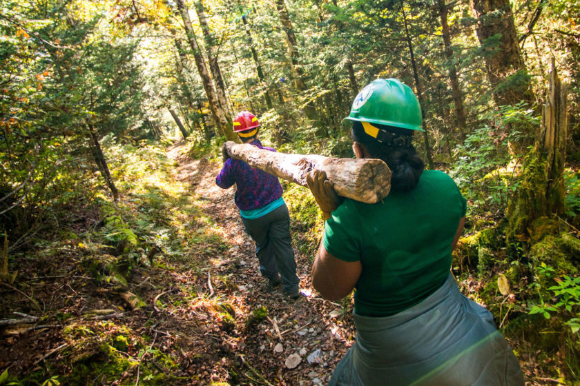 volunteers-carrying-log