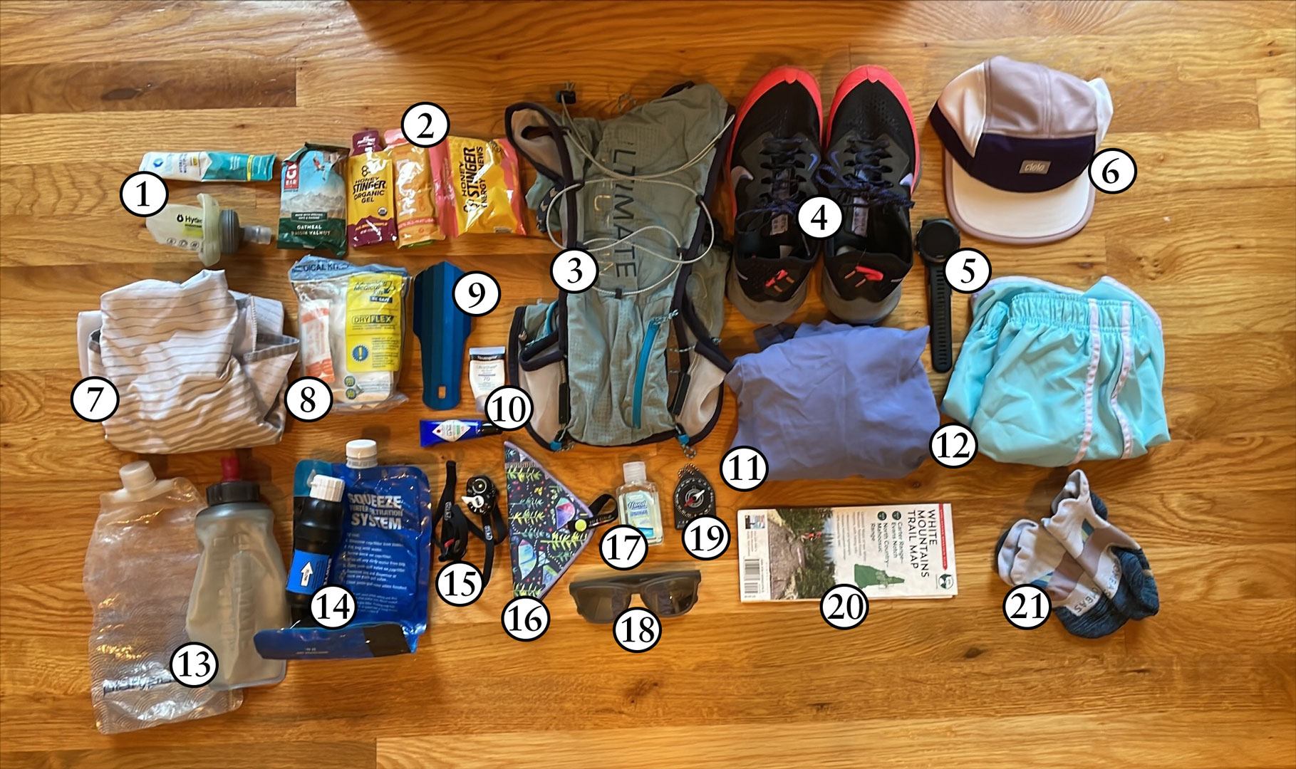 This is the Trail running gear I take with me on every trip.