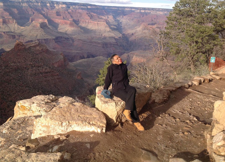 Audrey basks in the atmosphere at the Grand Canyon National Park in Arizona