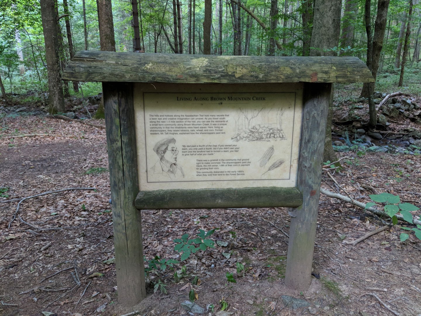 Educational displays inform visitors about the history and significance of the Brown Mountain Creek Community. Photo by Mills Kelly