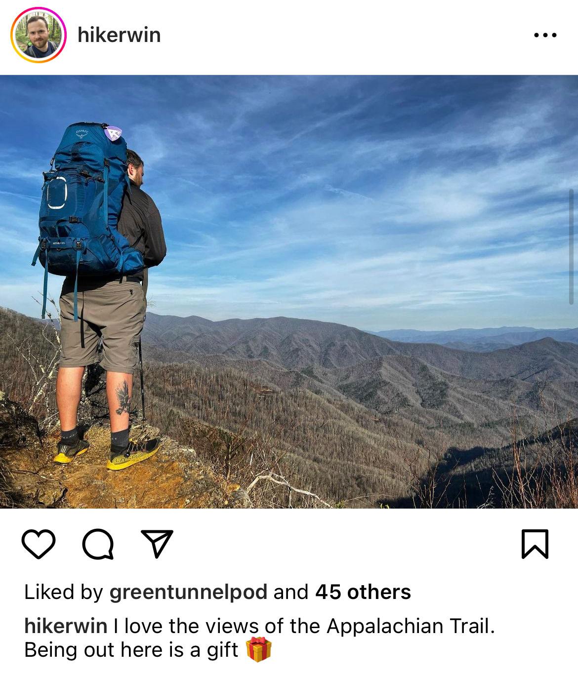 @hikerwin shares a photo celebrating the beauty of the A.T.