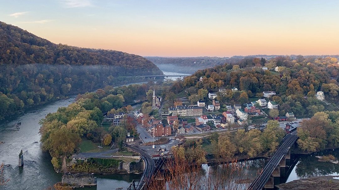 Aerial photo of Harpers Ferry, West Virginia