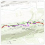 Map shows the old A.T. and new A.T. sections near Palmerton, Pennsylvania