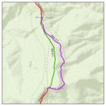 Map shows old A.T. route and new A.T. route near Poor Mountain, Georgia