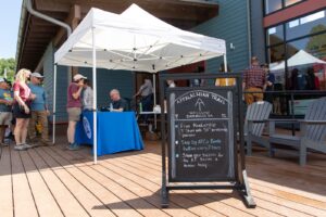 Chalkboard sign welcoming guests to Trail Days 2024
