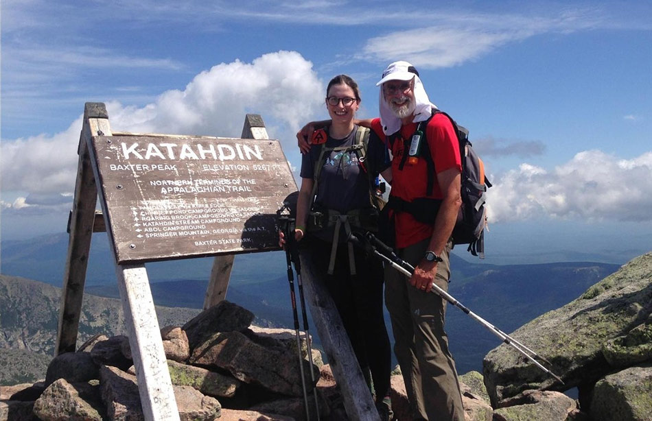 Katie 'Rainbow' Quinn and Kevin 'Gray Mountaineer' Quinn on Katahdin