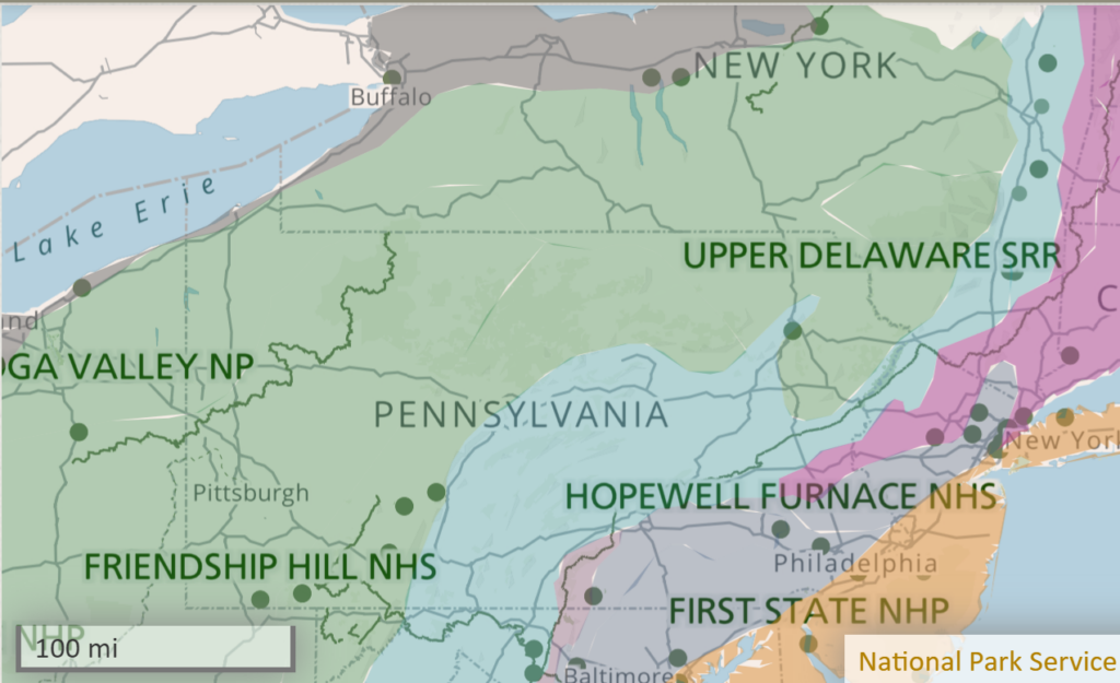 This National Park Service map shows the confluence of ecoregions in the South Mountain landscape.