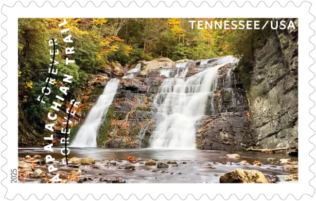 Multiple waterfalls in Tennessee surrounded by forest