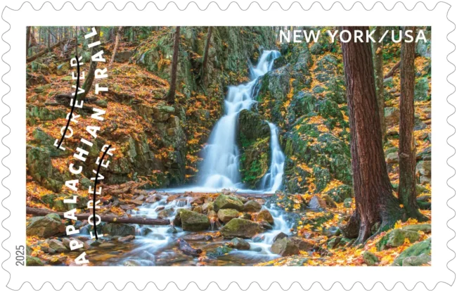 Waterfall in New York surrounded by autumn foliage