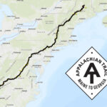 A map showing the route of the Appalachian Trail from Georgia to Maine along the eastern United States.