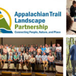 Collage: Appalachian Trail Landscape Partnership logo, workshop participants around a table, a large group portrait, and two hikers in the woods.