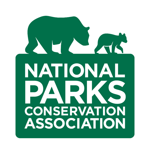 National Parks Conservation Association logo with a bear and a wolf silhouette above a green rounded square containing the text 'NATIONAL PARKS CONSERVATION ASSOCIATION'