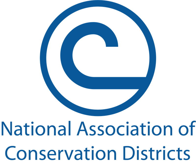 Logo of the National Association of Conservation Districts: blue circular emblem with a stylized 'e' and the organization name in blue text.