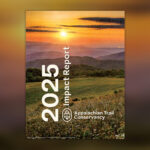 Cover of the 2025 Impact Report by the Appalachian Trail Conservancy, showing a sunset over rolling hills and a meadow.